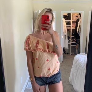 free people off the shoulder sherbert top